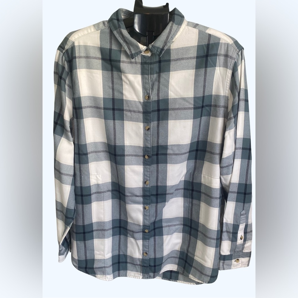 Jachs Girlfriend Women's Super Soft Feel Flannel Shirt 2XL, Pockets, Green
